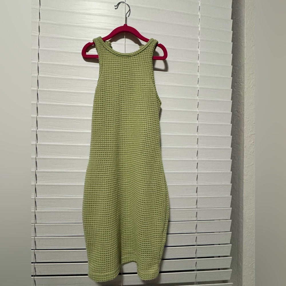 Green fitted mini ribbed material dress